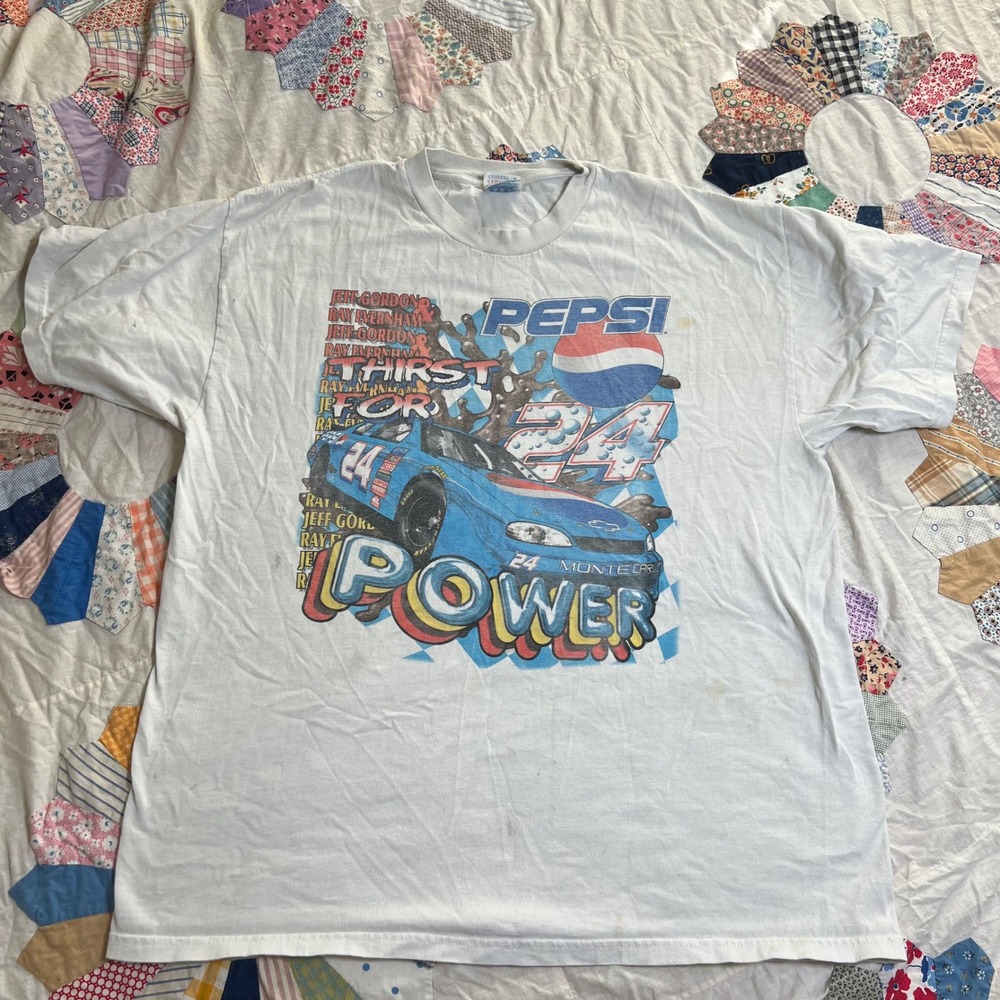 VintageJeff Gordon Pepsi Racing T-Shirt Hanes Comfort-T White XL NASCAR 90s